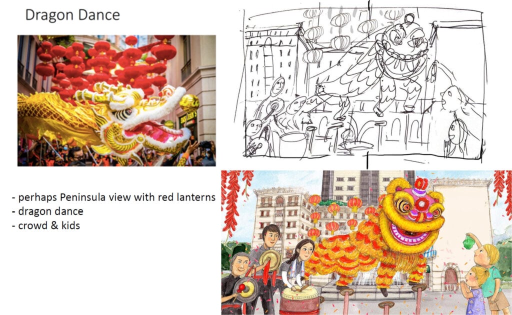 Dragon dance illustration